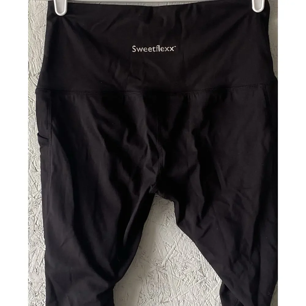 Sweetflexx Resistance Leggings W/ Pockets Womens 8 Black Workout ActiveWear NWOT